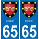 65 Grézian placa etiqueta de registro de la ciudad