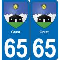 65 Grust autocollant sticker plaque immatriculation auto ville