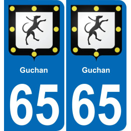 65 Guchan autocollant sticker plaque immatriculation auto ville