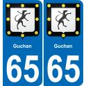 65 Guchan autocollant sticker plaque immatriculation auto ville