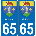 65 Guizerix autocollant sticker plaque immatriculation auto ville