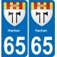65 Pau autocollant sticker plaque immatriculation auto ville