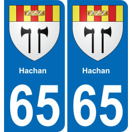 65 Hachan autocollant sticker plaque immatriculation auto ville