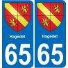 65 Hagedet autocollant sticker plaque immatriculation auto ville