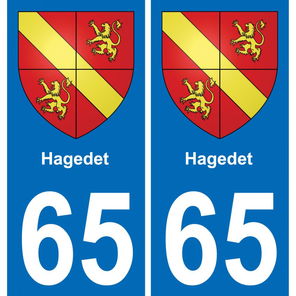 65 Hagedet autocollant sticker plaque immatriculation auto ville