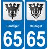 65 Hautaget autocollant sticker plaque immatriculation auto ville