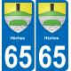 65 Hèches sticker plate registration city