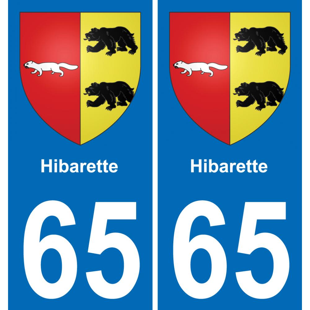 65 Hibarette autocollant sticker plaque immatriculation auto ville