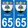 65 Horgues placa etiqueta de registro de la ciudad