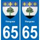65 Horgues sticker plate registration city