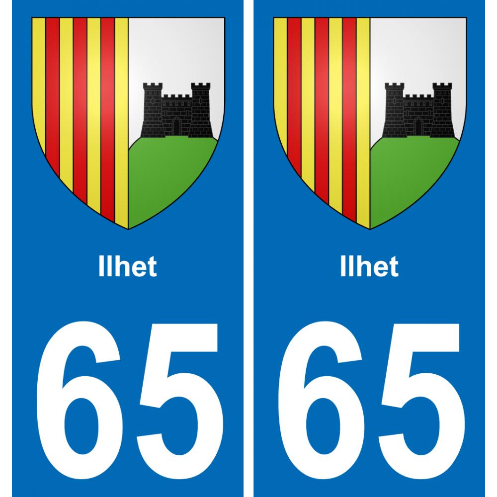 65 Ilhet autocollant sticker plaque immatriculation auto ville