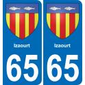 65 Izaourt autocollant sticker plaque immatriculation auto ville