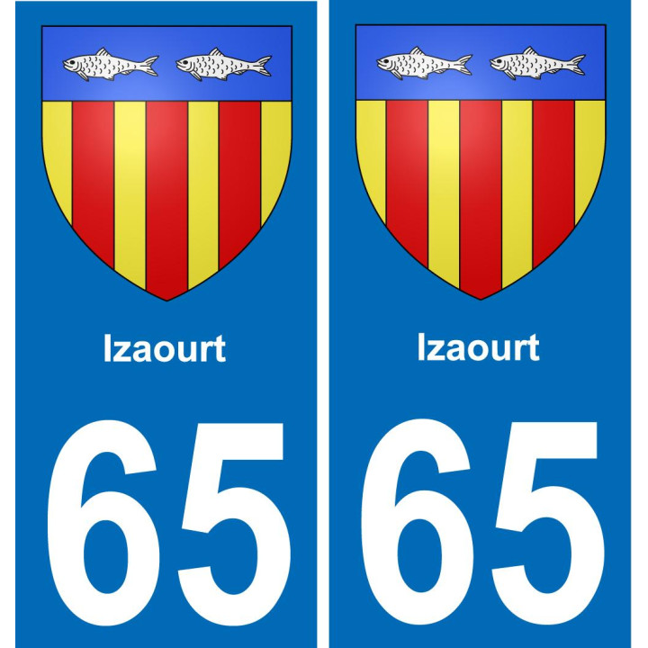 65 Izaourt placa etiqueta de registro de la ciudad