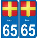 65 Izaux autocollant sticker plaque immatriculation auto ville