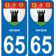 65 Jacque autocollant sticker plaque immatriculation auto ville