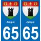 65 Pau autocollant sticker plaque immatriculation auto ville