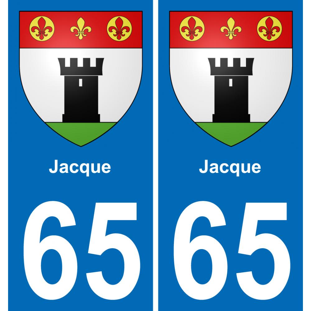 65 Jacque autocollant sticker plaque immatriculation auto ville