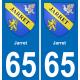 65 Pau autocollant sticker plaque immatriculation auto ville