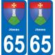 65 Pau autocollant sticker plaque immatriculation auto ville