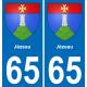 65 Pau autocollant sticker plaque immatriculation auto ville