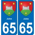 65 Julos autocollant sticker plaque immatriculation auto ville