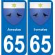 65 Pau autocollant sticker plaque immatriculation auto ville
