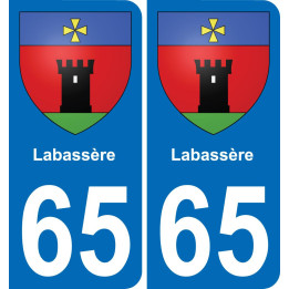 65 Labassère autocollant sticker plaque immatriculation auto ville