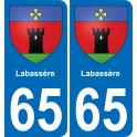 65 Labassère autocollant sticker plaque immatriculation auto ville