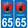 65 Labassère autocollant sticker plaque immatriculation auto ville