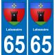 65 Labassère autocollant sticker plaque immatriculation auto ville
