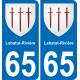 65 Pau autocollant sticker plaque immatriculation auto ville
