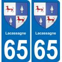 65 Lacassagne autocollant sticker plaque immatriculation auto ville
