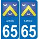 65 Pau autocollant sticker plaque immatriculation auto ville