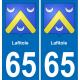 65 Pau autocollant sticker plaque immatriculation auto ville