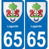 65 Lagarde autocollant sticker plaque immatriculation auto ville