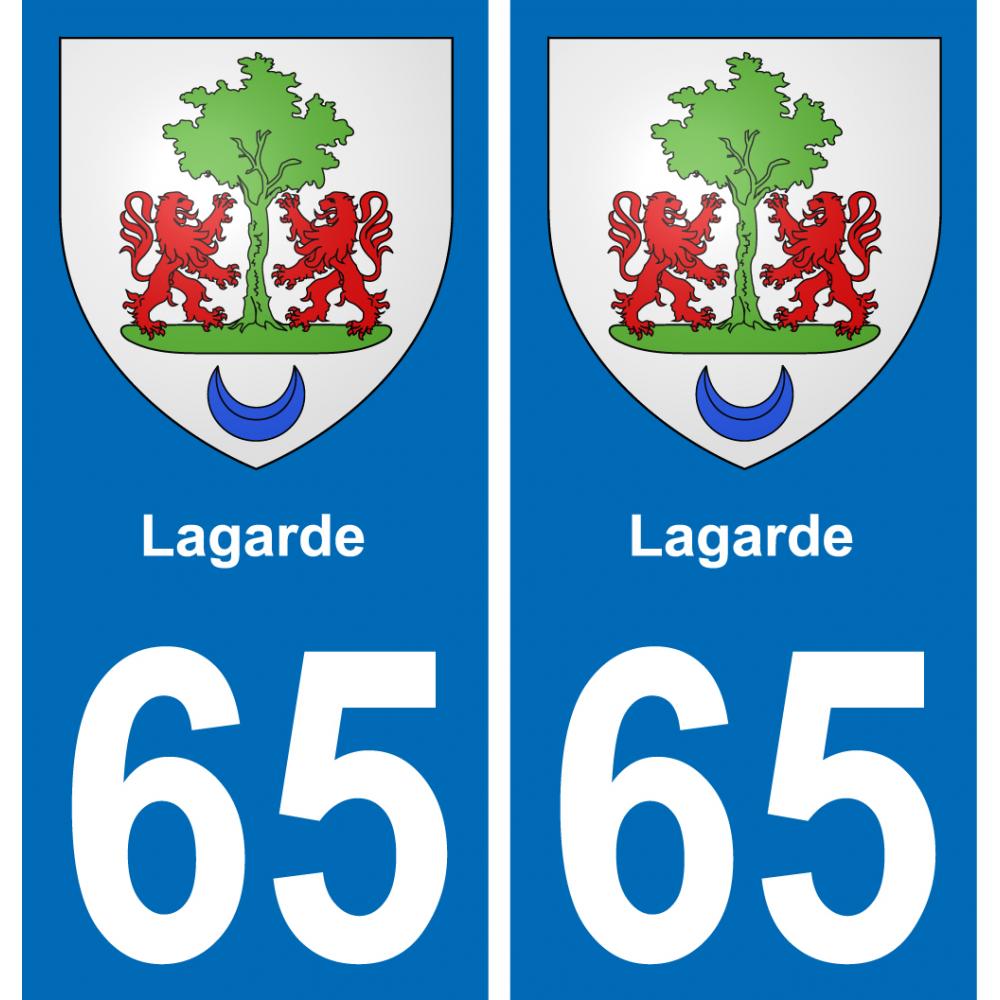 65 Lagarde autocollant sticker plaque immatriculation auto ville