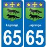 65 Lagrange placa etiqueta de registro de la ciudad