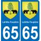 65 Lahitte-Toupière autocollant sticker plaque immatriculation auto ville