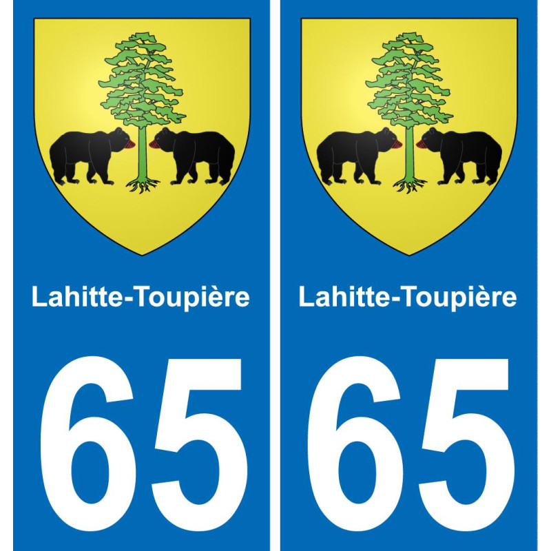 65 Lahitte-Toupière placa etiqueta de registro de la ciudad