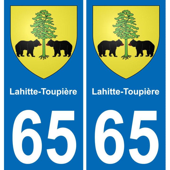 65 Lahitte-Toupière placa etiqueta de registro de la ciudad