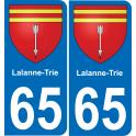 65 Lalanne-Trie autocollant sticker plaque immatriculation auto ville