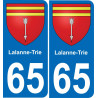 65 Lalanne-Trie autocollant sticker plaque immatriculation auto ville