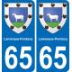 65 Lamarque-Pontacq autocollant sticker plaque immatriculation auto ville