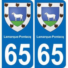 65 Lamarque-Pontacq autocollant sticker plaque immatriculation auto ville