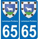 65 Lamarque-Pontacq autocollant sticker plaque immatriculation auto ville