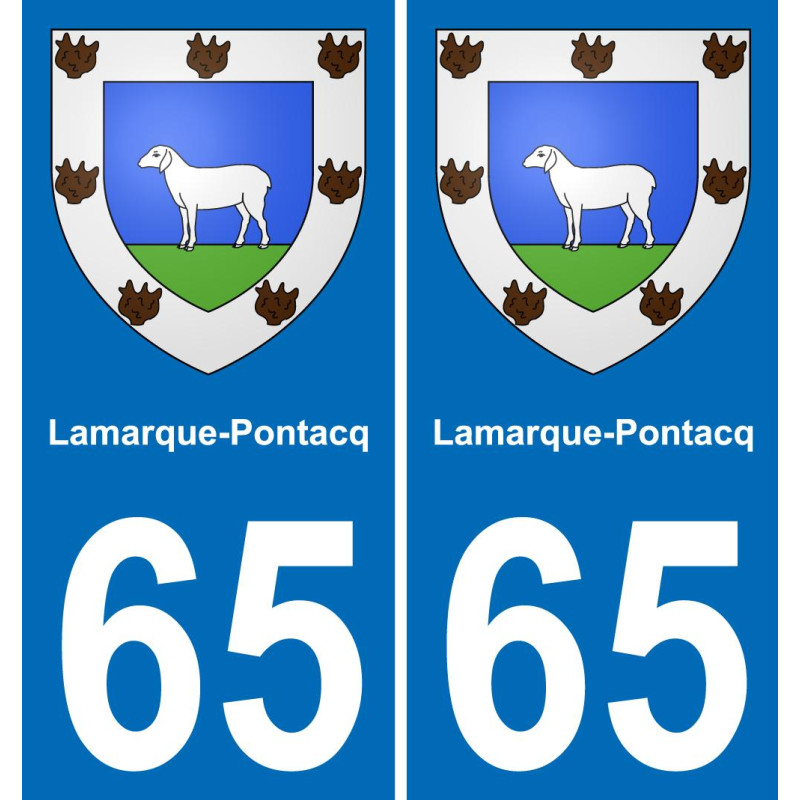 65 Lamarque-Pontacq autocollant sticker plaque immatriculation auto ville
