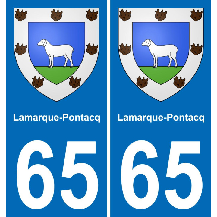 65 Lamarque-Pontacq placa etiqueta de registro de la ciudad