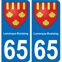 65 Lamarque-Rustaing autocollant sticker plaque immatriculation auto ville