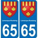 65 Lamarque-Rustaing autocollant sticker plaque immatriculation auto ville