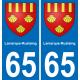 65 Lamarque-Rustaing autocollant sticker plaque immatriculation auto ville